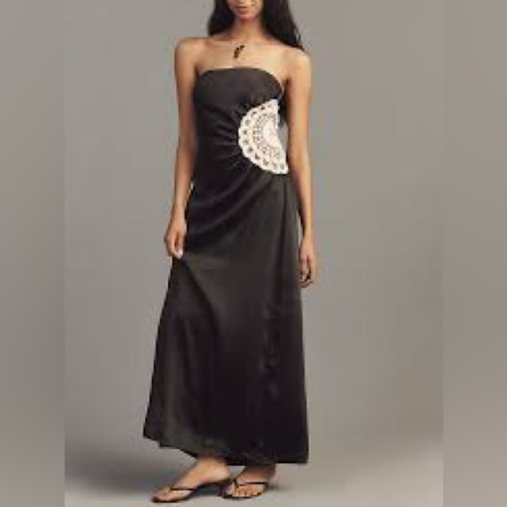 4th & Reckless Cherry Strapless Crochet Cutout Maxi Dress